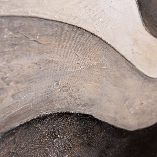 Abstraktes Leinwandbild in Beige Grau – Struktur Acrylgemälde „Sandwellen“