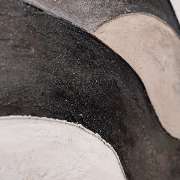 Abstraktes Leinwandbild in Beige Grau – Struktur Acrylgemälde „Sandwellen“