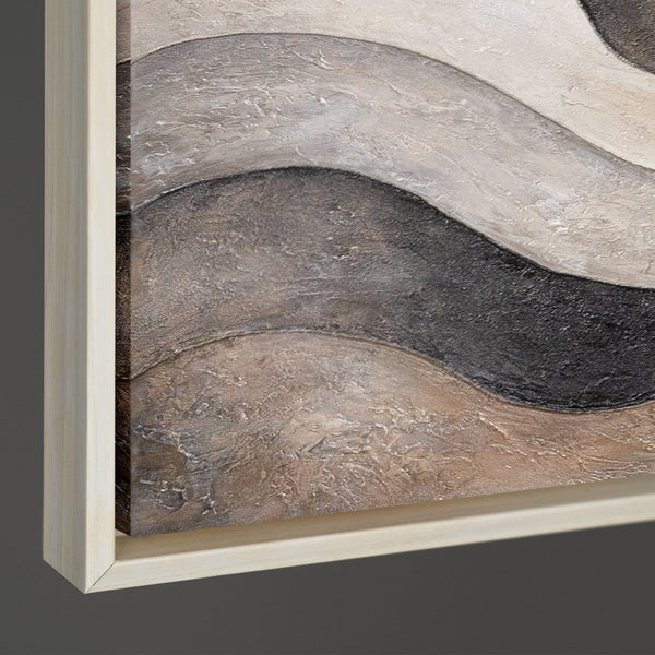 Abstraktes Leinwandbild in Beige Grau – Struktur Acrylgemälde „Sandwellen“