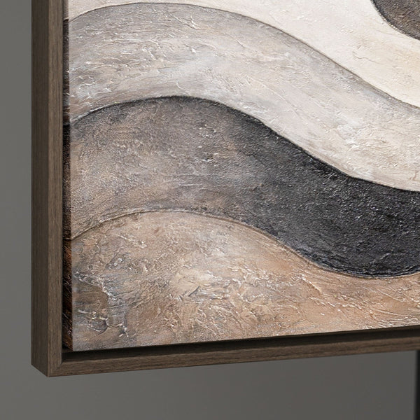 Abstraktes Leinwandbild in Beige Grau – Struktur Acrylgemälde „Sandwellen“