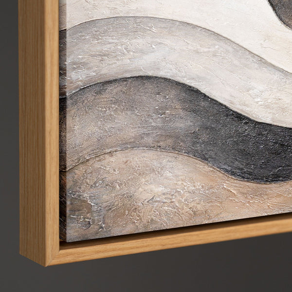 Abstraktes Leinwandbild in Beige Grau – Struktur Acrylgemälde „Sandwellen“