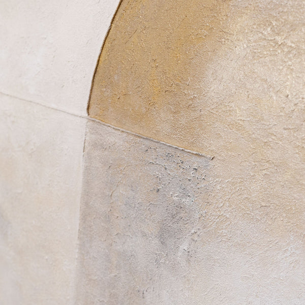 Handgemaltes Struktur Gemälde „Horizontlinie“ - Wanddeko in Beige Gold