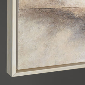 Handgemaltes Struktur Gemälde „Horizontlinie“ - Wanddeko in Beige Gold