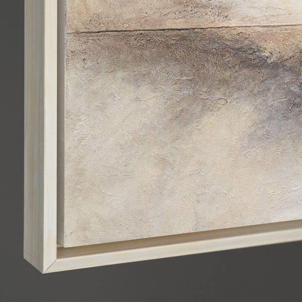 Handgemaltes Struktur Gemälde „Horizontlinie“ - Wanddeko in Beige Gold