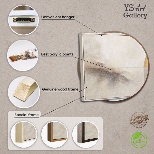 Handgemaltes Struktur Gemälde „Horizontlinie“ - Wanddeko in Beige Gold