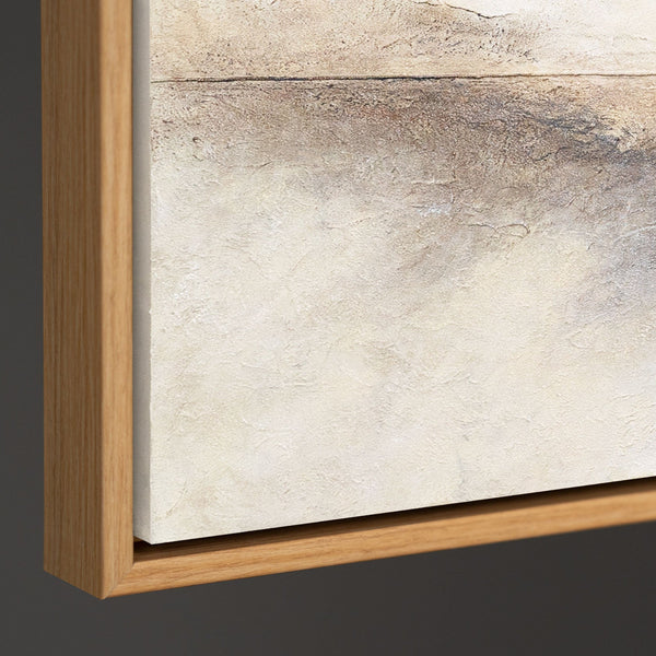 Handgemaltes Struktur Gemälde „Horizontlinie“ - Wanddeko in Beige Gold