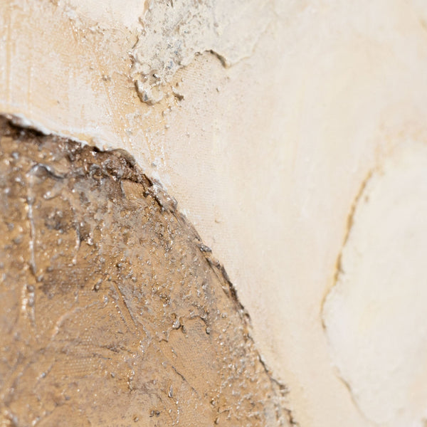 Handgemalte Wanddeko auf Leinwand – Abstrakte Gemälde in Beige und Braun „Horizontschichten“