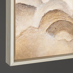 Handgemalte Wanddeko auf Leinwand – Abstrakte Gemälde in Beige und Braun „Horizontschichten“