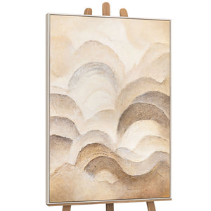 Handgemalte Wanddeko auf Leinwand – Abstrakte Gemälde in Beige und Braun „Horizontschichten“