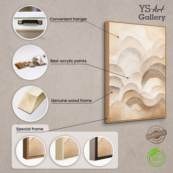 Handgemalte Wanddeko auf Leinwand – Abstrakte Gemälde in Beige und Braun „Horizontschichten“
