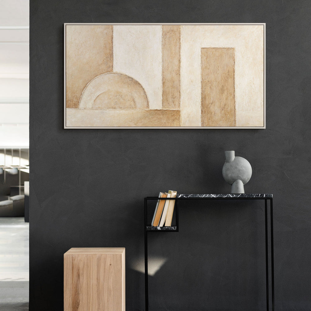 Handgemalte Gemälde auf Leinwand - Moderne Wandkunst für Wohnzimmer „Raum der Formen“