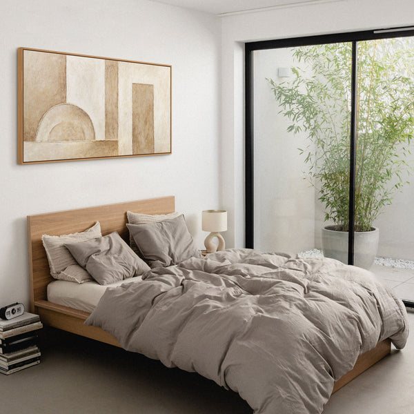 Handgemalte Gemälde auf Leinwand - Moderne Wandkunst für Wohnzimmer „Raum der Formen“