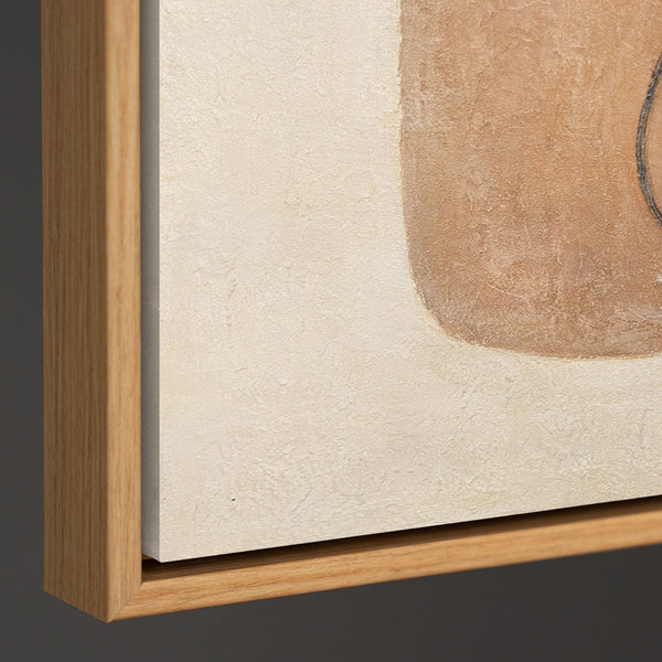 Handgemaltes minimalistisches Gemälde „Ausgewogenheit der Kontraste" – Terrakotta & Graphit, 60x40 cm mit Naturrahmen