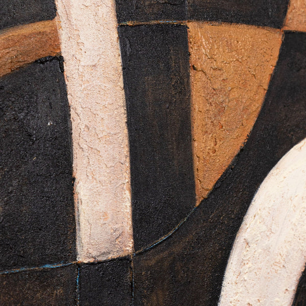 Geometrische Wandkunst handgemalt - Acryl Gemälde „Harmonie der Kurven“