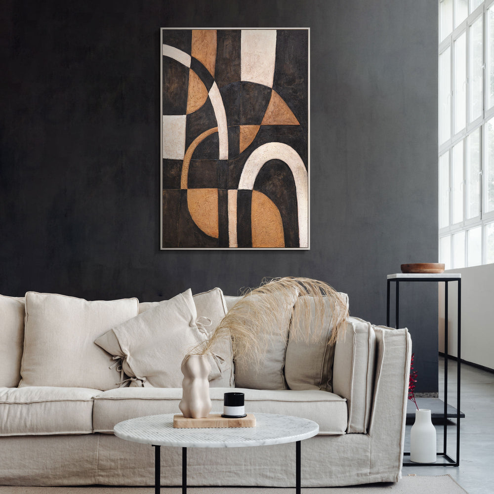 Geometrische Wandkunst handgemalt - Acryl Gemälde „Harmonie der Kurven“