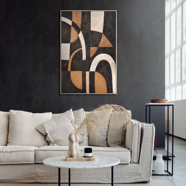 Geometrische Wandkunst handgemalt - Acryl Gemälde „Harmonie der Kurven“