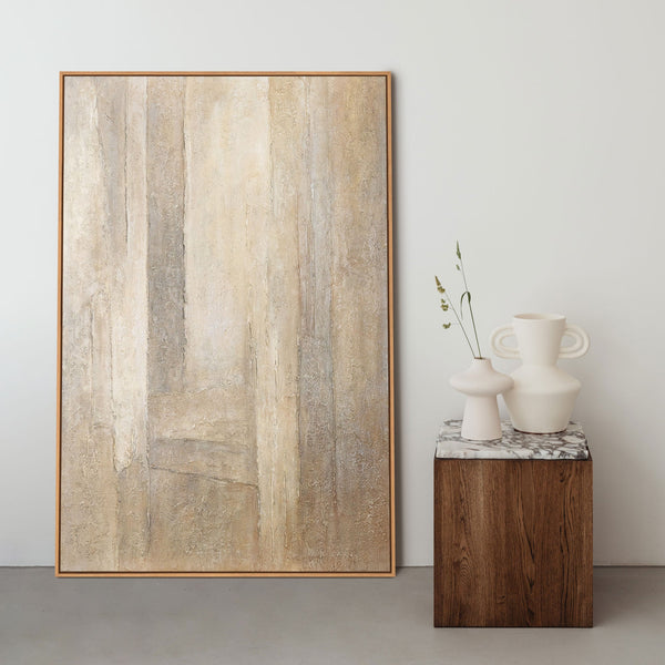 Struktur Wandkunst handgemalt – Acryl Gemälde „Vertikalen der Zeit“