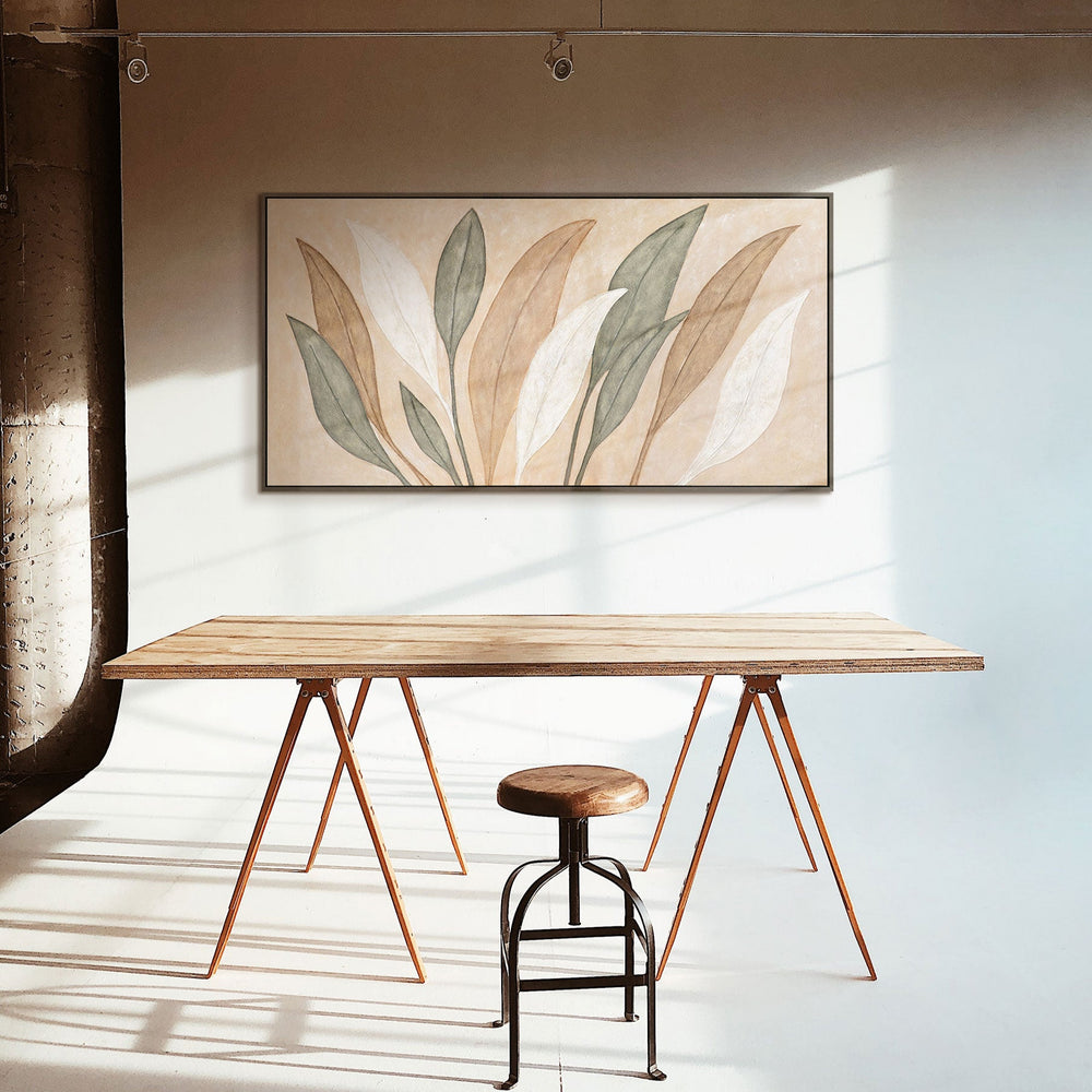 Abstraktes Leinwandbild „Tanz der Blätter“ – Handgemalte Wandkunst Naturmotiv
