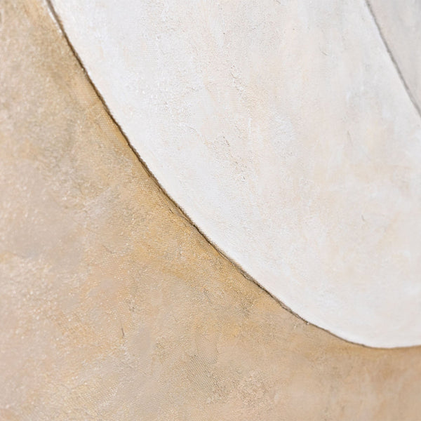 Handgemaltes Acrylbild „Wärmestrom“ – Wanddeko für Wohnzimmer in Beige & Gold