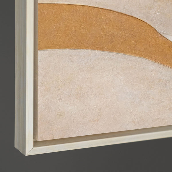 Handgemaltes Acrylbild „Wärmestrom“ – Wanddeko für Wohnzimmer in Beige & Gold