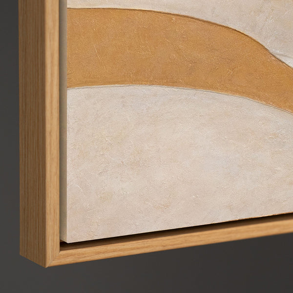 Rückseite eines abstrakten Leinwandbildes mit Künstlerbeschriftung und Holzrahmen