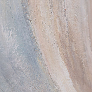 Abstraktes Acrylbild „Windlinien“ – Moderne Wandkunst in Beige, Blau & Rosa