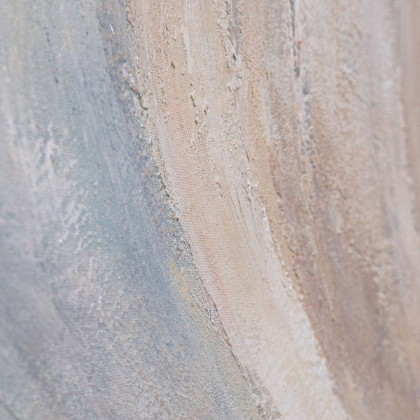 Abstraktes Acrylbild „Windlinien“ – Moderne Wandkunst in Beige, Blau & Rosa
