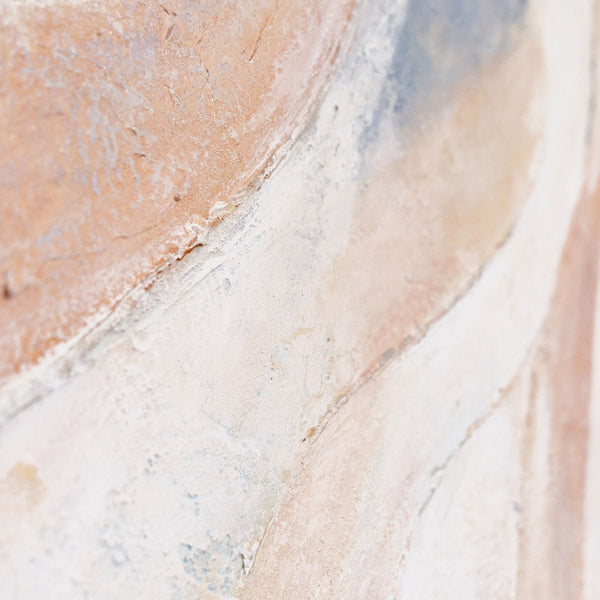 Abstraktes Acrylbild „Windlinien“ – Moderne Wandkunst in Beige, Blau & Rosa
