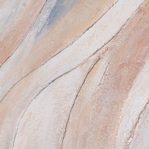 Abstraktes Acrylbild „Windlinien“ – Moderne Wandkunst in Beige, Blau & Rosa