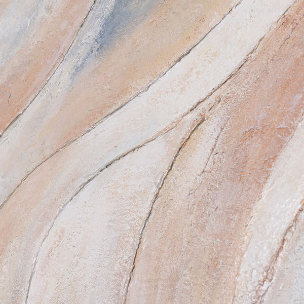 Abstraktes Leinwandbild mit geschwungenen Linien in sanften Pastellfarben