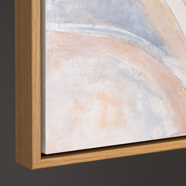 Abstraktes Acrylbild „Windlinien“ – Moderne Wandkunst in Beige, Blau & Rosa