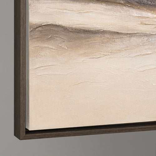 Gemälde auf Leinwand mit Rahmen „Spuren des Windes“ – Handgemalte Wandkunst in Naturtönen