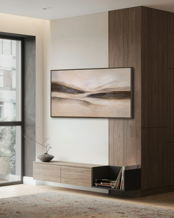 Framed canvas painting "Traces of the Wind" – Hand-painted wall art in natural tones