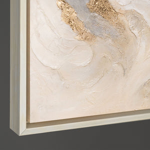 Abstraktes Wandbild auf Leinwand in Creme- und Beigetönen