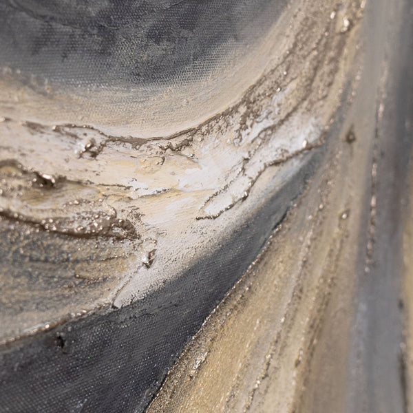 Abstraktes Acrylbild „Sand und Wolken“ – Handgemaltes Leinwandbild in Beige und Grau für Wohnzimmer