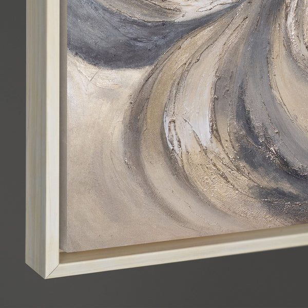 Abstraktes Acrylbild „Sand und Wolken“ – Handgemaltes Leinwandbild in Beige und Grau für Wohnzimmer