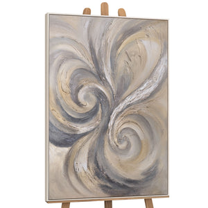 Abstraktes Acrylbild „Sand und Wolken“ – Handgemaltes Leinwandbild in Beige und Grau für Wohnzimmer
