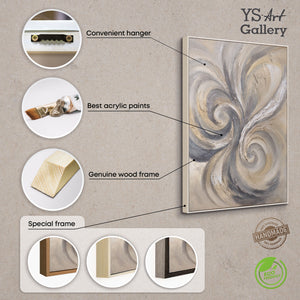 Abstraktes Acrylbild „Sand und Wolken“ – Handgemaltes Leinwandbild in Beige und Grau für Wohnzimmer
