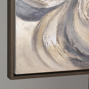 Produktübersicht eines abstrakten Leinwandbildes mit Wirbelmotiv