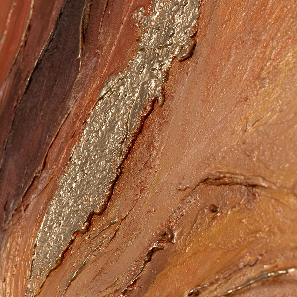 Handgemaltes Leinwandbild mit Rahmen „Amber Streams“ – Moderne Wandkunst mit Struktur