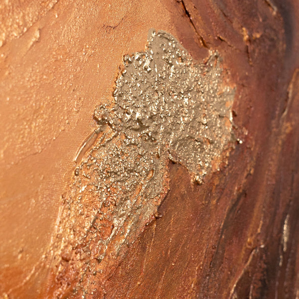 Handgemaltes Leinwandbild mit Rahmen „Amber Streams“ – Moderne Wandkunst mit Struktur