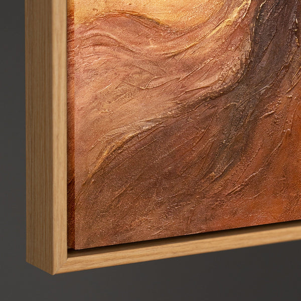 Handgemaltes Leinwandbild mit Rahmen „Amber Streams“ – Moderne Wandkunst mit Struktur