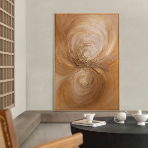 Abstraktes Acrylbild „Wirbelwind der Wärme“ – Handgemalte Leinwandkunst in warmen Brauntönen