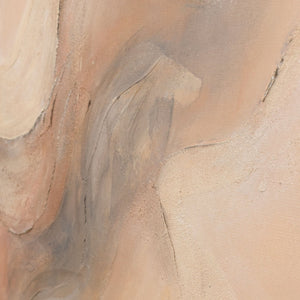 Abstraktes Acrylbild „Echo der Flammen“ – Moderne Leinwandkunst in Beige und Rot