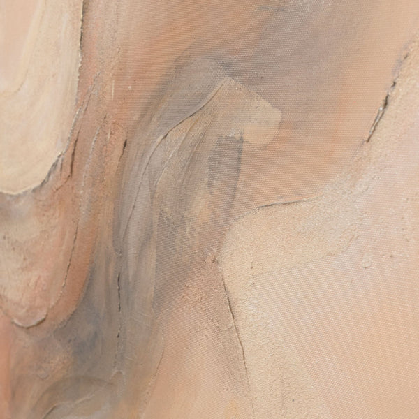 Abstraktes Acrylbild „Echo der Flammen“ – Moderne Leinwandkunst in Beige und Rot