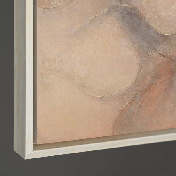 Abstraktes Acrylbild „Echo der Flammen“ – Moderne Leinwandkunst in Beige und Rot