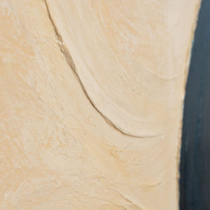 Abstraktes Kunstwerk „Schnitt durch den Horizont“ – Acrylgemälde modern in Blau und Gelb