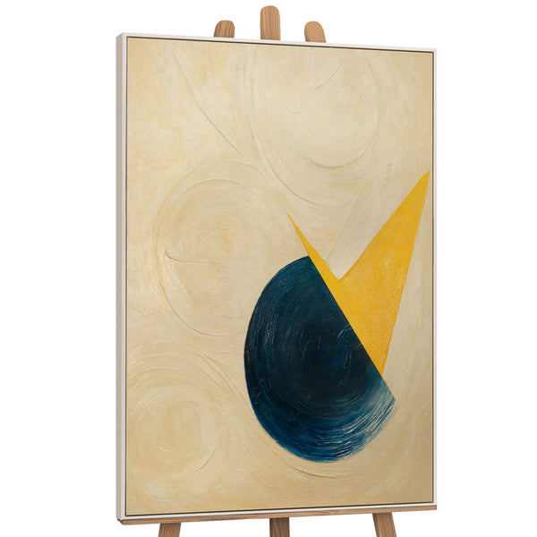 Abstraktes Kunstwerk „Schnitt durch den Horizont“ – Acrylgemälde modern in Blau und Gelb