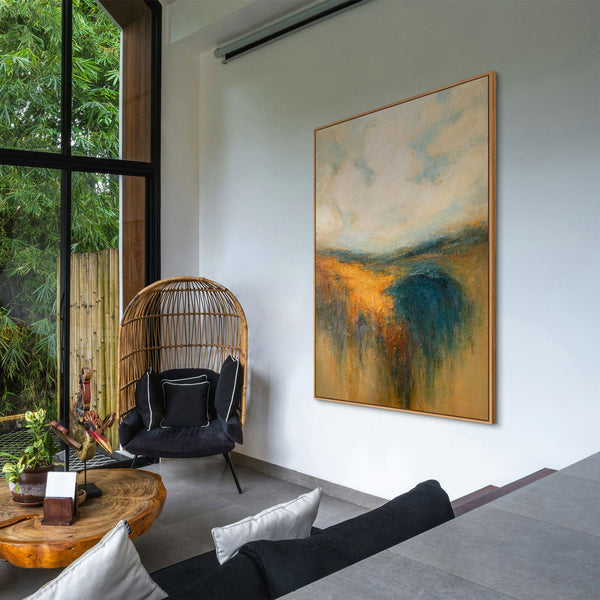 Handgemaltes Acrylbild „Goldener Weite“ – Moderne Wandkunst Naturfarben