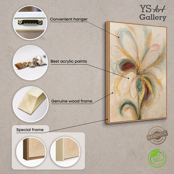 Abstract Floral Painting on Canvas with Texture "Floral Energy" – Hand-Painted Acrylic Painting